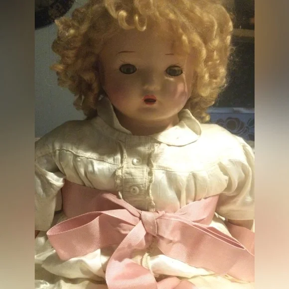 Antique 1800’s Composition Mohair Wig Large Doll - Picture 2 of 5